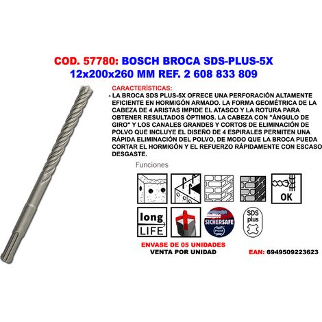 Punta per trapano Bosch sds plus-5x carburo tungsteno 12 mm