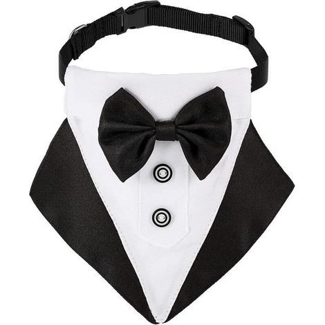 Hundekette, elegantes Smoking-Hundehalstuch, Hochzeitshalstuch für Hunde, Hundehalsband mit Fliege (schwarz) (1/4)