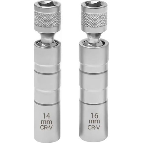 Cle à bougie magnétique 16mm/14mm - 2 pièces, acier 45, douille à paroi mince pour réparation automobile (1/5)