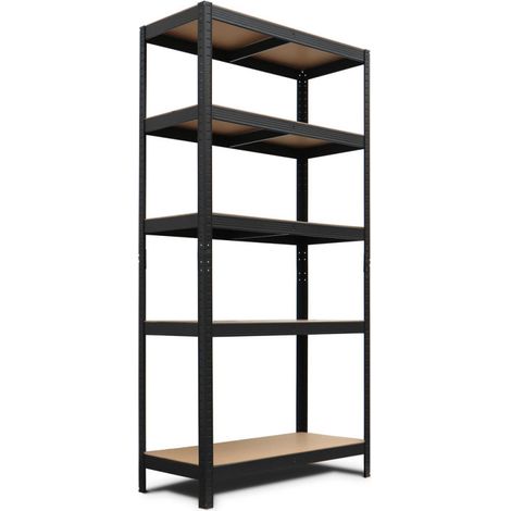 Étagère métallique noire 180 x 90 x 40 cm 5 étagères Charge maximale 875 kg 175 kg par étagère Panneaux HDF 5 mm (1/5)