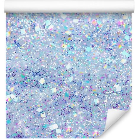 Papier peint à paillettes irisées azur, bleu et céladon 50x1000 cm (1/5)