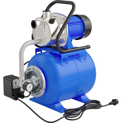 Wiltec Hauswasserwerk 1200W 3400l/h Hauswasserautomat mit Druckschalter und Membrankessel 19l Druckkessel Gartenpumpe Wasserpumpe Brauchwasserpumpe Regenwasserpumpe