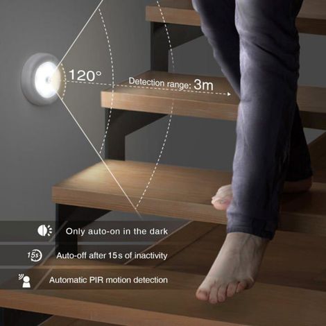 Veilleuse LED avec détecteur de mouvement - Nosheir - Détecteur de mouvement intégré - 6 LED lumineuses (1/5)