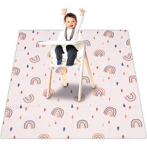 Tapis de Chaise de Salle à Manger pour bébé, Tapis de Protection de Sol Lavable Tapis de Sol imperméable pour bébé Splat pour sous Protecteur de Sol(110 110CM) (1/5)