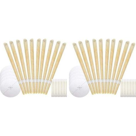 20 Bougies Auriculaires Naturelles Cire d'Abeille Élimination Cire Oreille Kit Nettoyage Auditif
