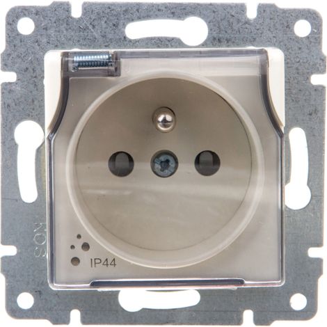 Vena Spritzwassergeschützte Steckdose mit/ohne IP44 mit Abdeckungen, transparenter Klappe, cremefarben 510339