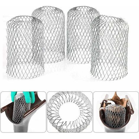 4 Filtres de Gouttière en Aluminium Flexible Diamètre 8cm Grille Grillage Stop Feuille Crépine Pare Feuille Cache Gouttière pour Protéger Gouttière Contre les Feuilles Toiture (1/5)