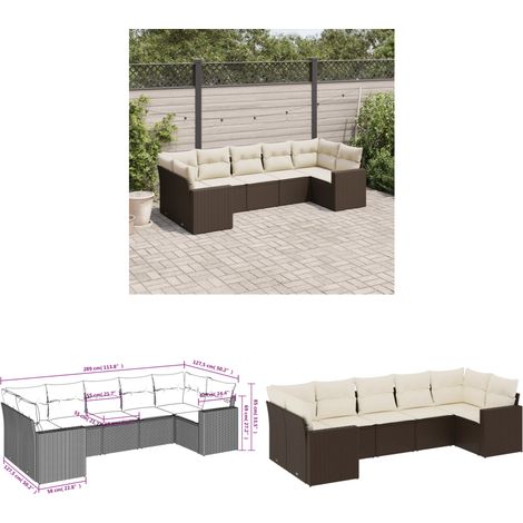 7-tlg. Garten-Sofagarnitur mit Kissen Braun Poly Rattan - Gartensofas - Outdoor Möbel - Gartenmöbel Set - Lounge Sofa - Rattan Gartenmöbel - Home & Living (1/3)