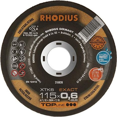 Disco de corte Rhodius xtk6 exact 115 mm 0.6 mm (1/4)