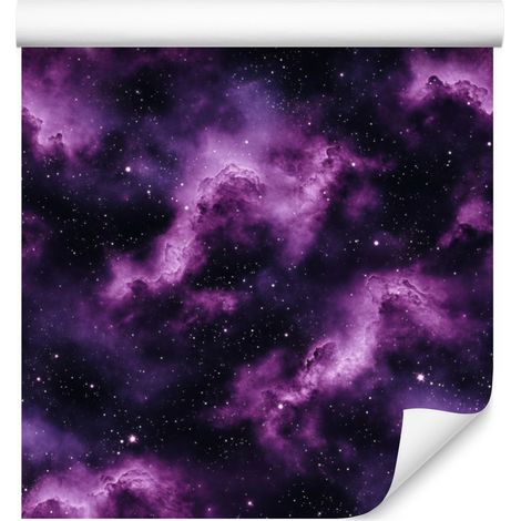 Papel pintado Galaxia en acuarela, tonos índigo, violeta y ciruela, 50x1000 cm. (1/5)