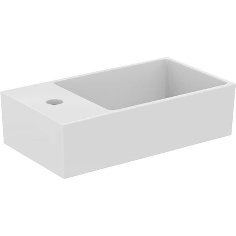 Lavamani EXTRA 450x250x150mm, bianco sabbiato 1 foro, con troppopieno, ripiano a sinistra IDEAL STANDARD