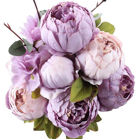 Bouquet Artificiel de pivoines - 1 pièce - Fleurs en Soie - Décoration de Maison - Mariage,Violet