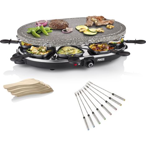 RACLETTE für 8 Personen ovaler Steingrill mit Teppan Gabeln 1200Watt (1/5)