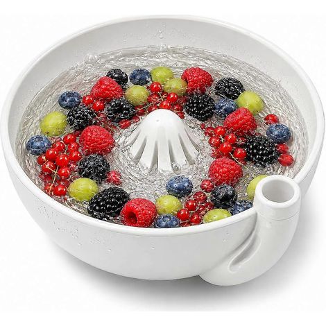 Bol à fruits et baies en céramique bol rinceur à motif tourbillonnant auto-rotatif blanc