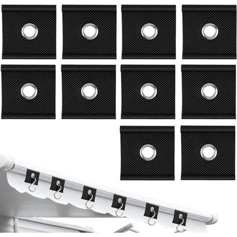 10 Haken für Schilfschienen von 5/6 mm bis 7/8 mm, Zubehör für Wohnwagenmarkisen, Campingzubehör, Dachhaken für Schienen und Schilfschienen (schwarz) (1/4)