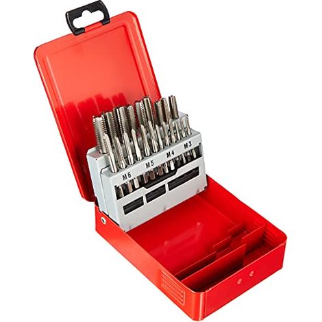 KS TOOLS HSS  set maschi  a mano  M con  cassetta lamiera  d'acciaio 21  pezzi M3-M12  - 336.0621 (1/4)