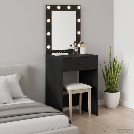 Schminktisch mit Speicher Schwarz Eichen-Optik 50 x 41 x 135 cm