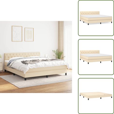 Letto con materasso a molle insacchettate - vidaXL Giroletto a Molle con Materasso Crema 160x200 cm in Tessuto - Letto con supporto medio-duro