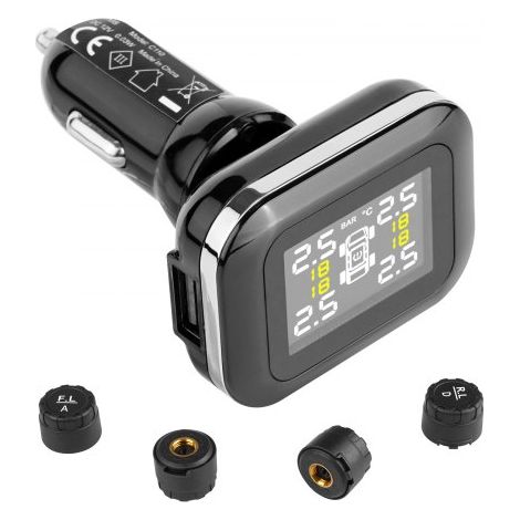 Reifendrucküberwachungssystem für Wohnmobile, 7,3–87 psi Anhänger-TPMS, universelles kabelloses Autoalarmsystem wasserdichtes TPMS-Sensorset mit 4 Sensoren 5 Alarmmodi Echtzeitanzeige (1/5)