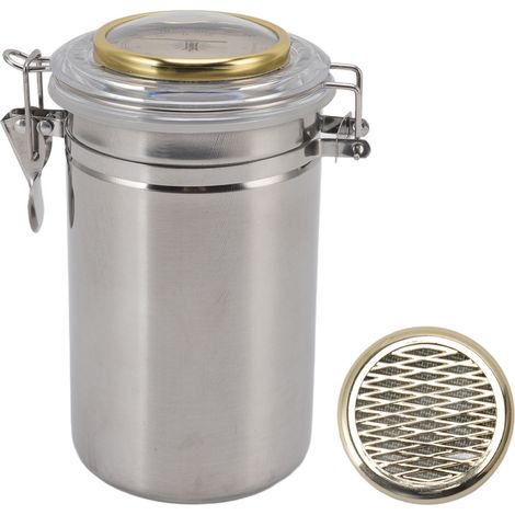 Bocal à cigares en acier inoxydable avec joint en silicone et hygromètre intégré, étanche, pour la maison, 96 mm x 173 mm / 3,8 x 6,8 pouces (1/5)