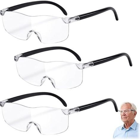 Lunettes loupe Homme Set de 3 Pièces, Grossissement 16X Loupe de Lecture légère, Adapté pour Personne âgée pour Lire, Coudre, travaux détaillés et réparations Quotidiennes (1/5)