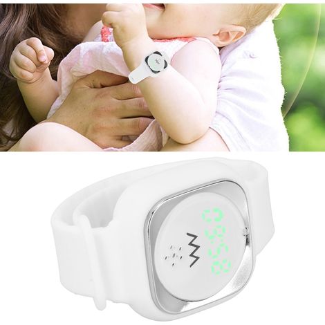 Bracelet anti-moustiques à ultrasons avec affichage de l'heure, bracelet anti-moustiques pour l'extérieur (blanc) (1/5)