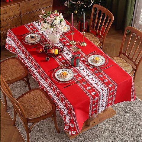 Nappe de Noël 2026, imperméable, en polyester, rectangulaire, pour salon, style moderne et épuré, motif cerf rouge, 150 x 100 cm (1/5)