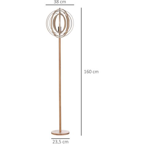 Lampadaire sur Pied Circulaire 40 W Max. Abat-Jour bois naturel clair dim. Ø 38 x 160 cm (1/5)