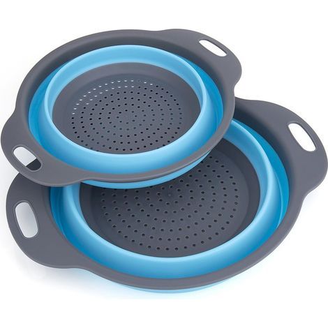 Pliable Silicone, Diealles Pliable Passoire Pliante Cuisine Fruit Basket Panier de Filtre Collapsible Colander Set pour La Cuisine Usage Domestique (Bleu), (1/4)