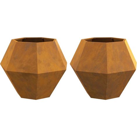 Lot de 2 jardinières rectangulaires adaptables extérieur 75 x 75 x 60 cm en acier rouillé (1/5)