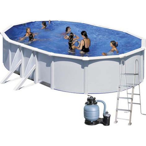 Piscina ovalada de pared de acero con chapa blanca 500 x 300 x 120 cm kit500eco gre (1/5)