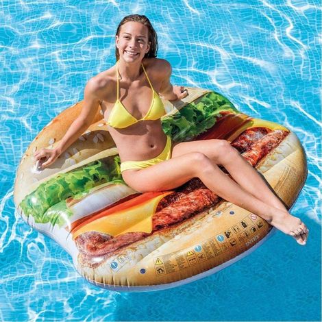 Trade Shop - AUFBLASBARE INSEL MATRATZE HAMBURGER DRUCK PVC MEER POOL 145 X 142 CM - (1/4)