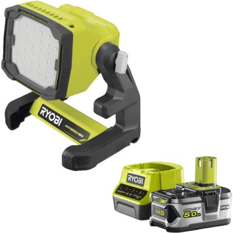 Pack RYOBI Projecteur LED 18V One+ 1800 lumens RLFD18-0 - 1 Batterie 5.0Ah - 1 Chargeur rapide RC18120-150 (1/5)