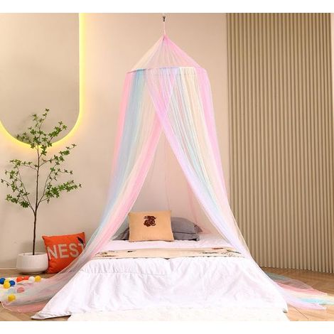 1 wunderschönes Regenbogen-Moskitonetz fürs Bett, farbenfrohes Märchenprinzessinnenzelt (1/4)