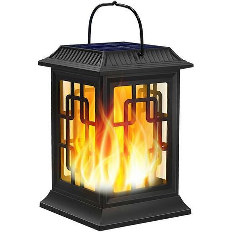 Solarbetriebene Hängelaterne mit verbessertem Flackerflammeneffekt, wasserdicht, für Garten, Einfahrt oder Terrasse. (1/5)