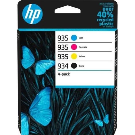 HP 934/935 Pack de 4 cartouches d'encre noire, cyan, jaune et magenta authentiques (6ZC72AE) pour HP OfficeJet Pro 6200 (1/5)