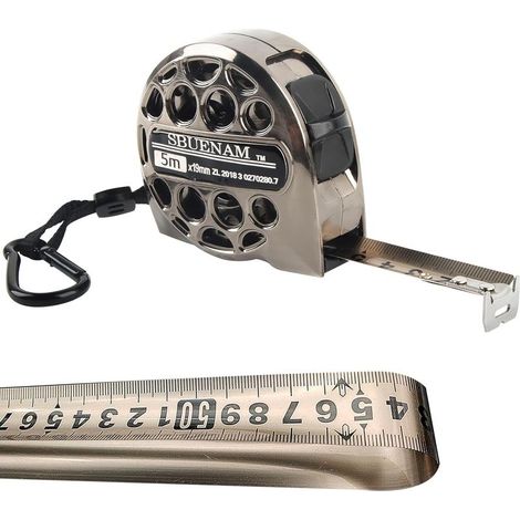 Edelstahl-Maßband 5 m, wasserdicht, sanddicht und rostfrei, 19 mm, 1 Stück (1/5)