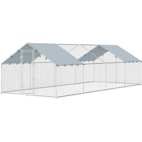 Poulailler Grande Acier Galvanisé 6,8x3x1,9 m 20,4 m² Toit Oxford Serrure