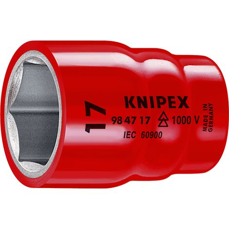 KNIPEX 98 47 27 Vaso hexagonal para tornillos de cabeza hexagonal con cuadradillo 1/2" 63 mm