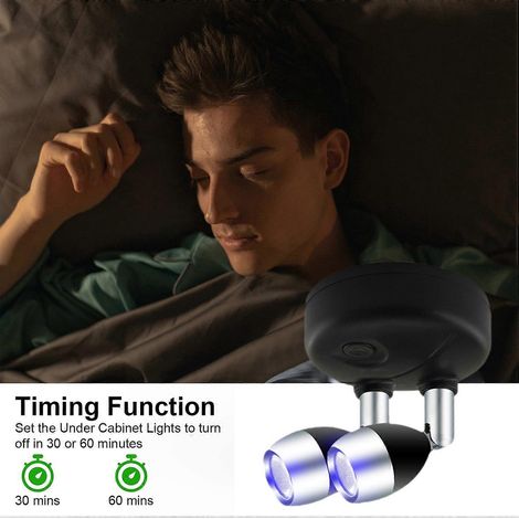 Lampe sous meuble à double tête avec 13 LED RGB à changement de couleur (2 pièces) et 2 contrôleurs de réglage de la luminosité (1/4)