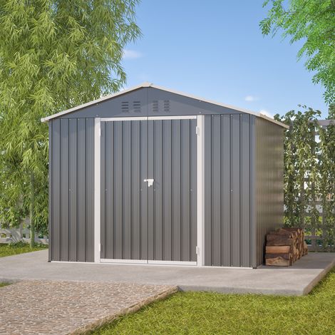 Abri de jardin métallique gris anthracite 2,4x1,8m - Porte à charnières - Rangement outils de jardin