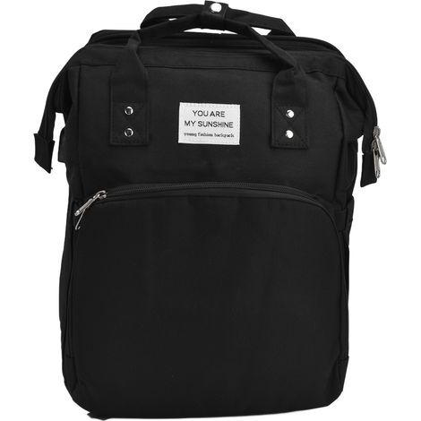 Sac à dos multifonctionnel pliable grande capacité pour ranger les couches de bébé en voyage (noir) (1/5)