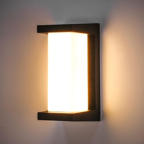 Applique LED IP65 étanche 12W 5500K aluminium rectangle applique murale extérieure LED lampe extérieure extérieure lampe extérieure pour jardin avant salle de bain véranda garage chambre salon couloir