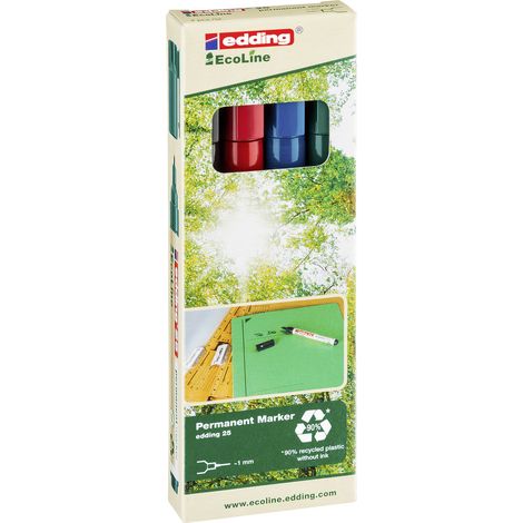Edding 25 EcoLine 4-25-4 Permanentmarker Schwarz, Rot, Blau, Grün wasserfest: Ja