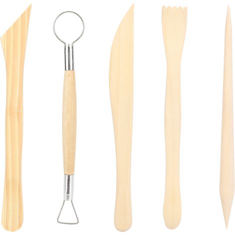 2 Kits Outils Sculpture Bois avec Manches en Bois pour Céramique et Argile (1/5)