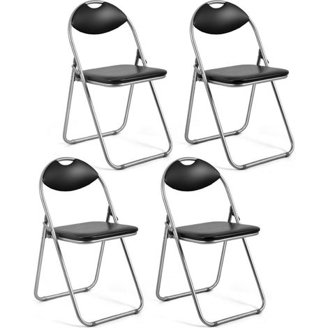 Structure métallique, lot de 4 chaises pliantes avec poignée, assise rembourrée, pour maison, bureau ou fête (1/5)