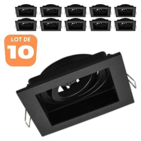 Lot de 10 Supports de spots Beta R4 carré noir MR16 GU10/GU5.3 (1/5)