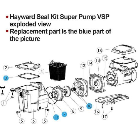 Kit di riparazione O-ring per pompe per piscine Hayward Super Pump SP2600, 1600, 2600X, per manutenzione ordinaria e riparazioni rapide. (1/4)