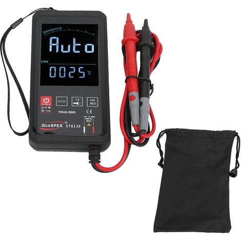 ET8138 Touchscreen-Multimeter mit 6000 Counts, Gleich-/Wechselspannung, Frequenz und Temperaturmessung mit Alarmfunktion