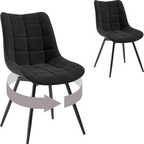 WOLTU 2x Sedie da pranzo, sedie per soggiorno, salotto, ufficio o terrazza, schienale ergonomico, seduta vellutoe gambe in metallo, Nero